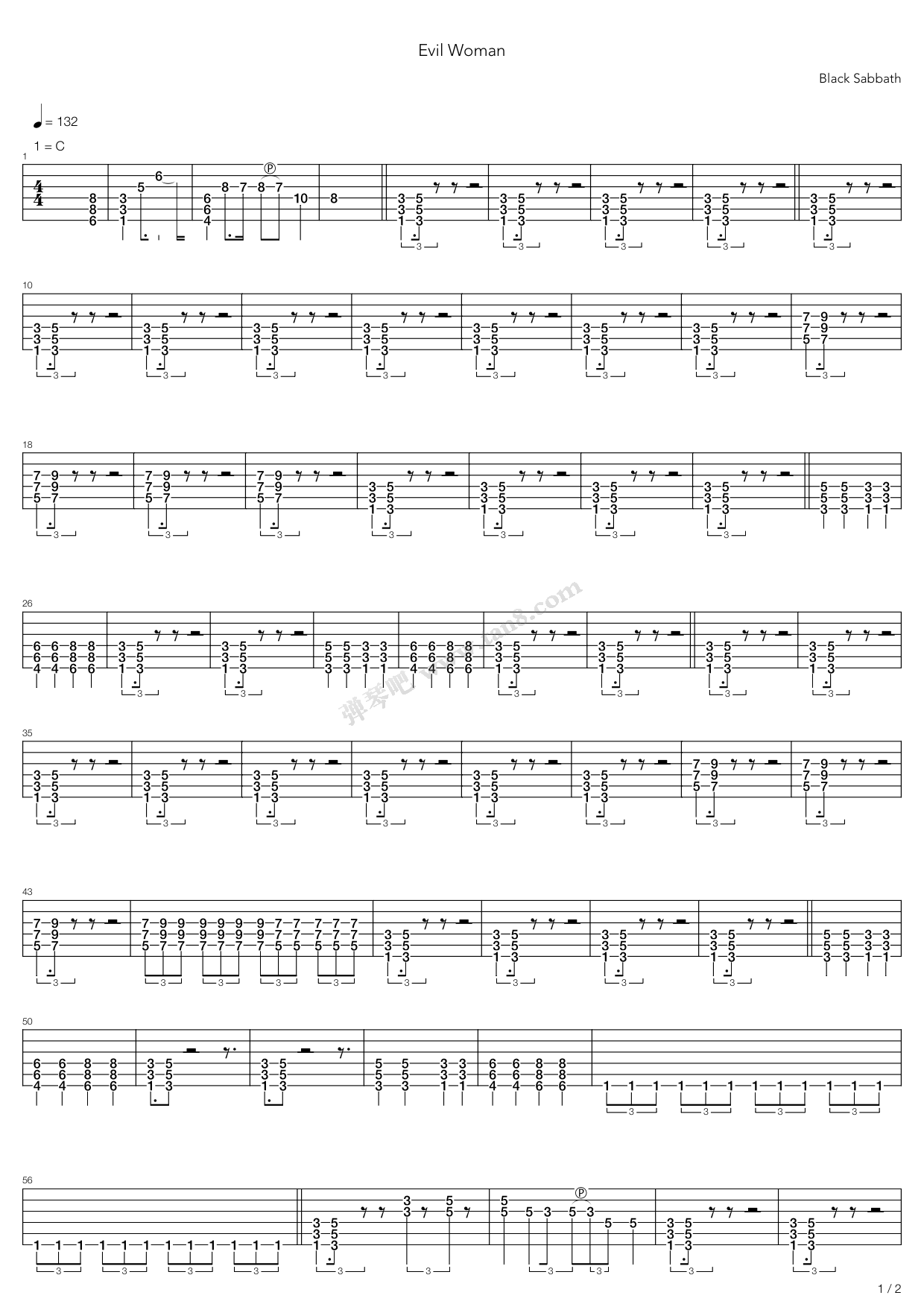 《Evil Woman》吉他谱-C大调音乐网
