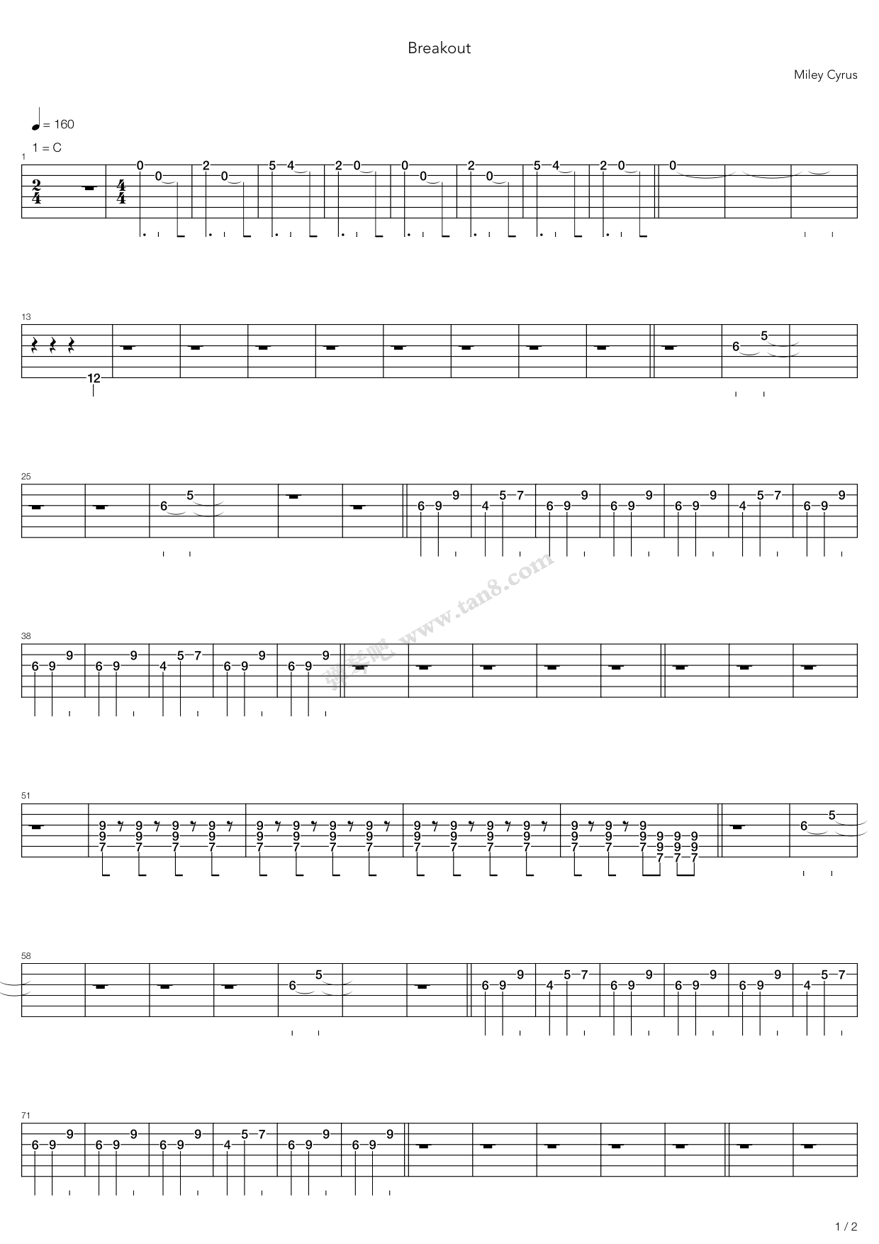 《Breakout》吉他谱-C大调音乐网