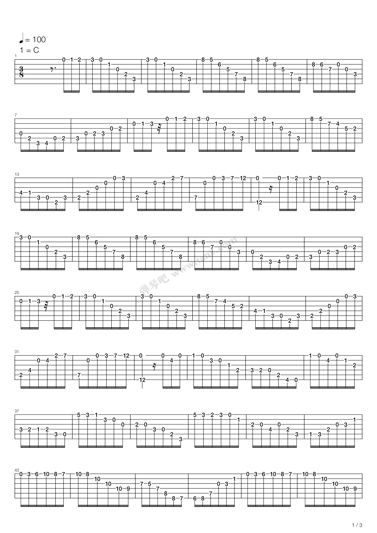 《卡尔卡西练习曲 - 22》吉他谱-C大调音乐网