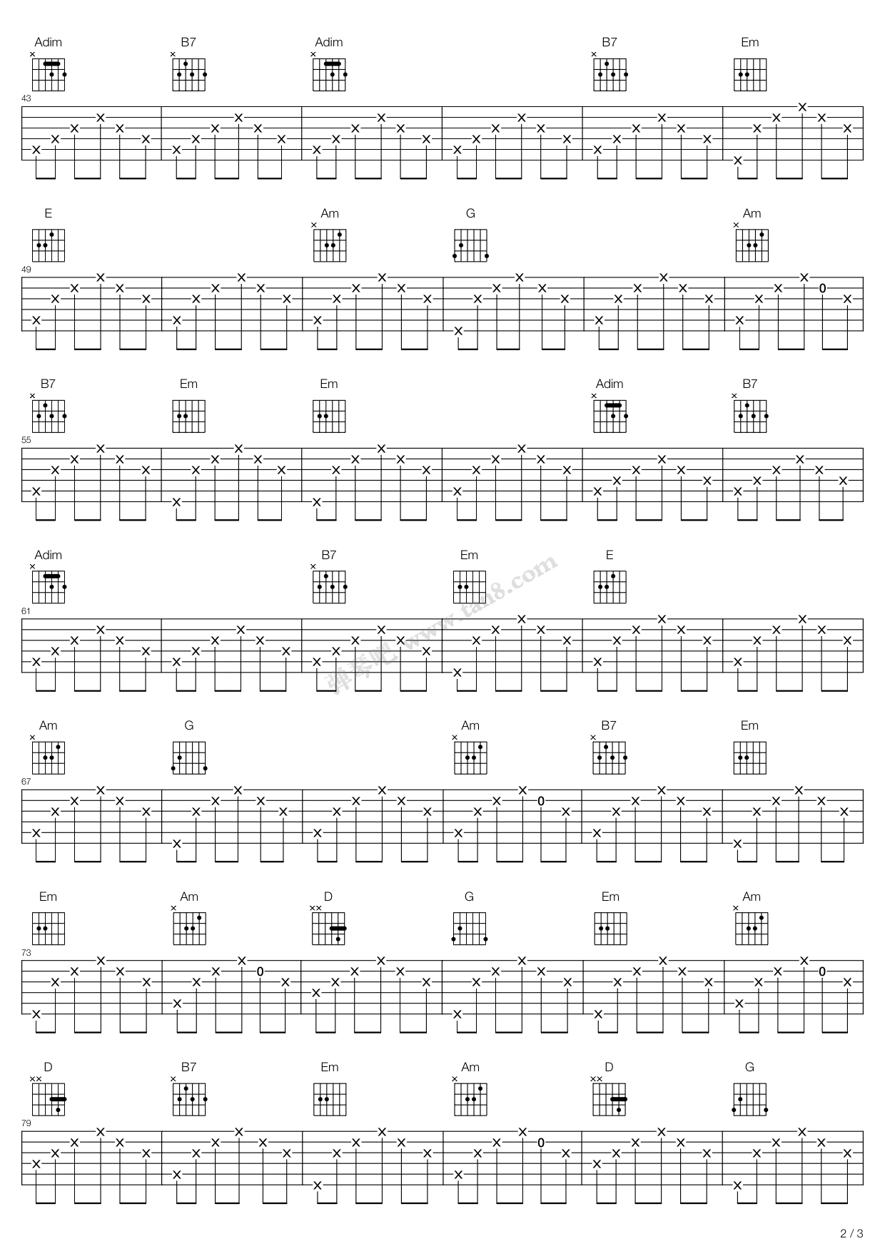 《白桦林》吉他谱-C大调音乐网