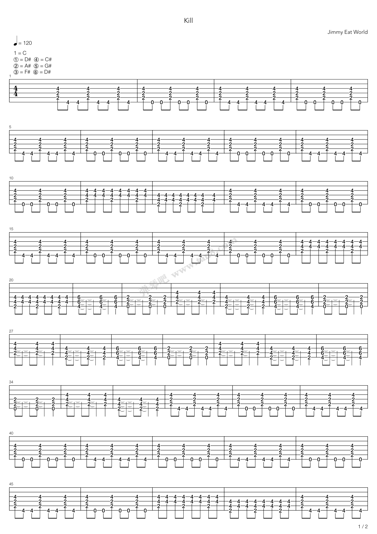 《Kill》吉他谱-C大调音乐网
