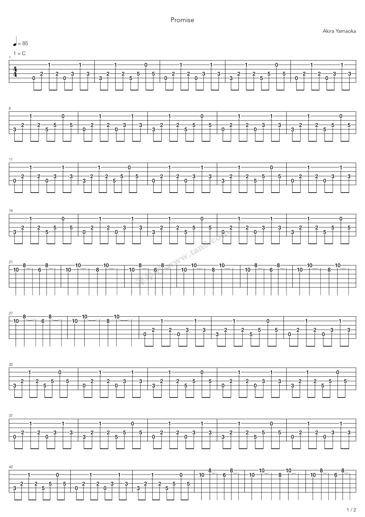 《Promise》吉他谱-C大调音乐网