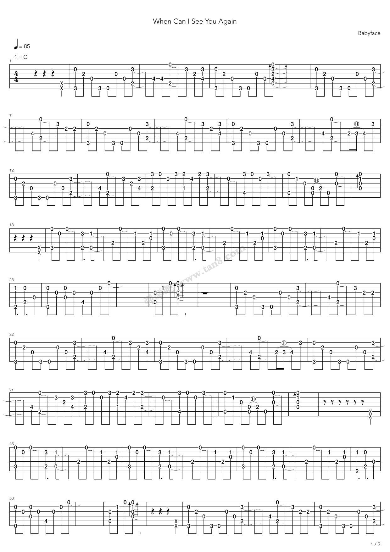 《When Can I See You Again》吉他谱-C大调音乐网
