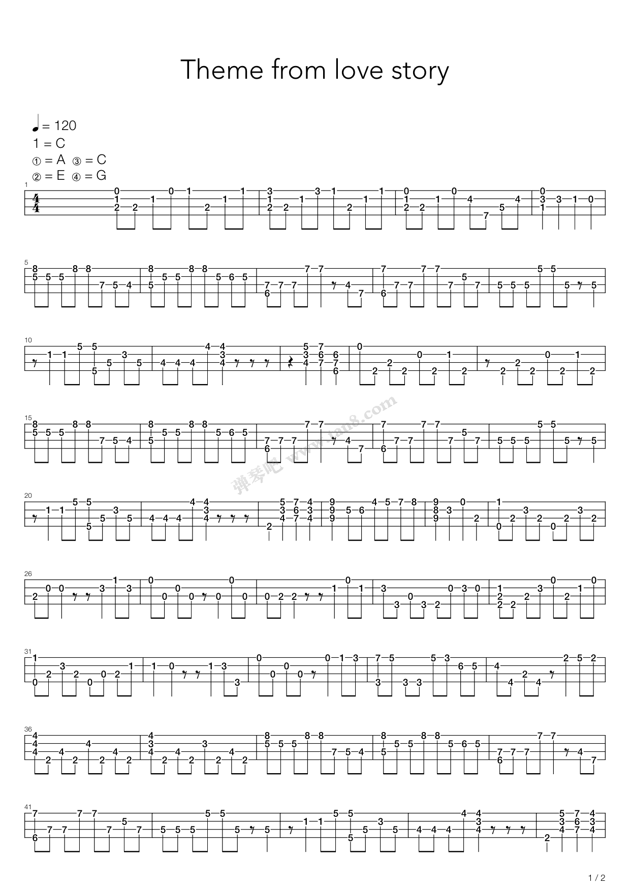 《Love Story(爱情故事)》吉他谱-C大调音乐网