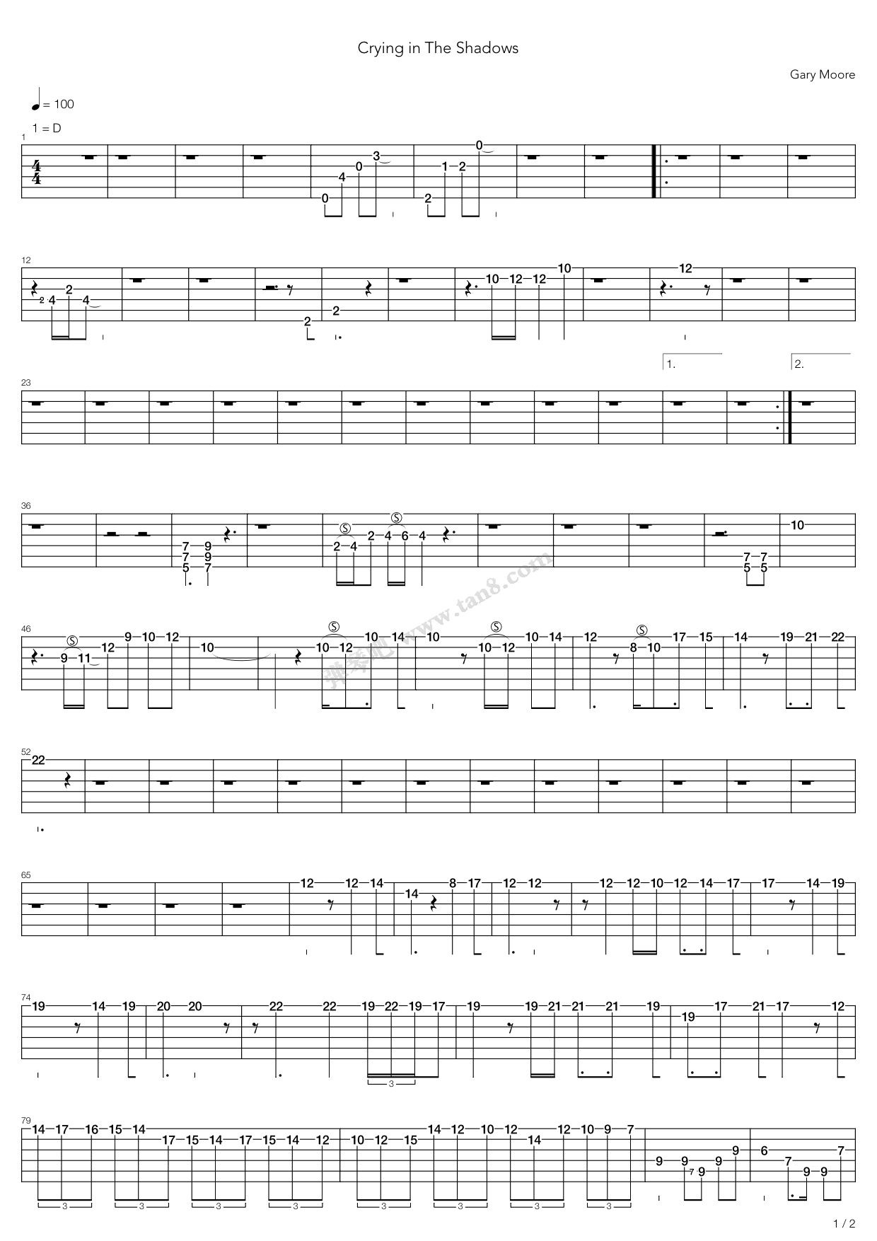 《Crying In The Shadows (2)》吉他谱-C大调音乐网