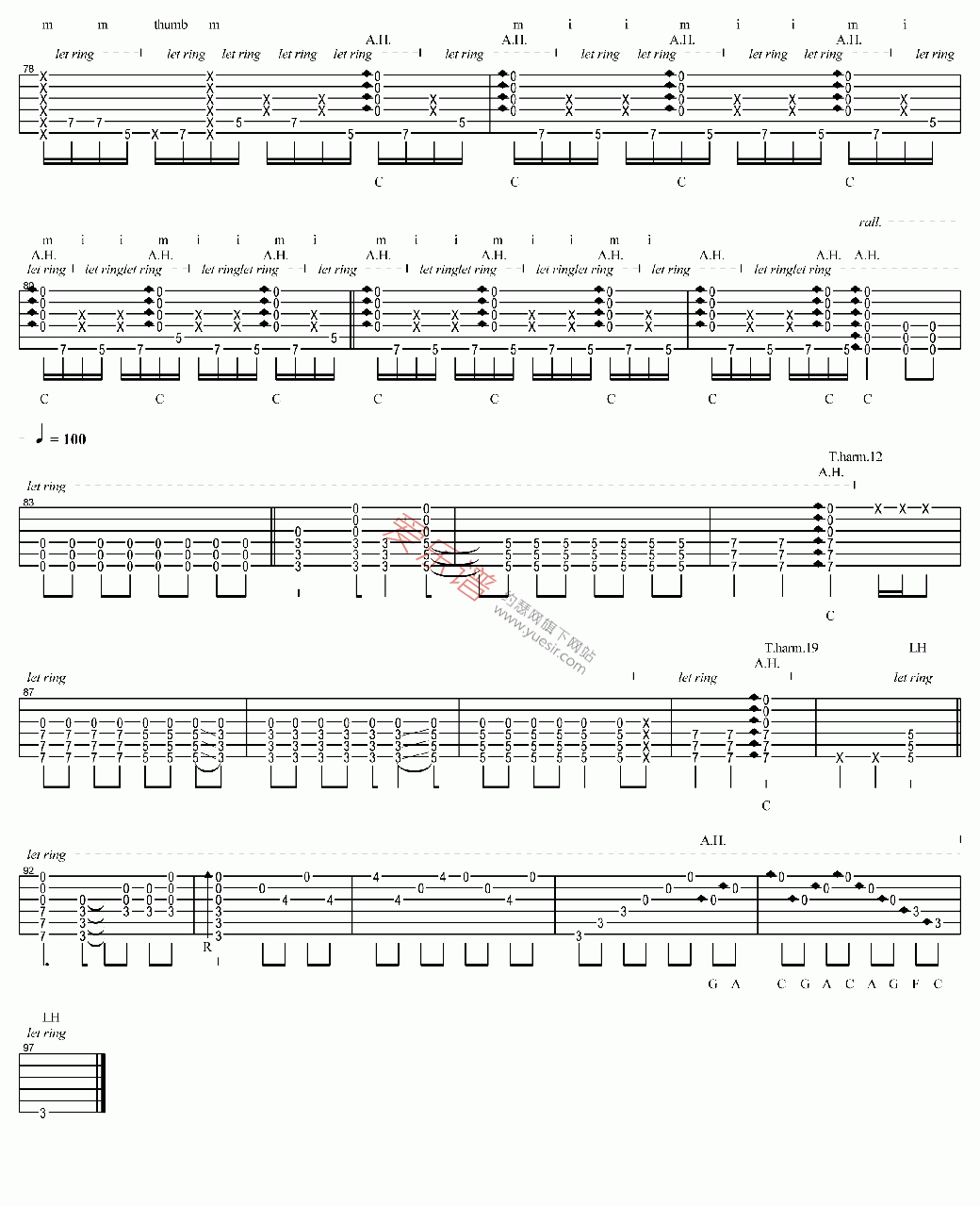 《押尾桑《Merry Christmas Mr Lawrence(圣诞快乐,劳伦斯先生)》》吉他谱-C大调音乐网