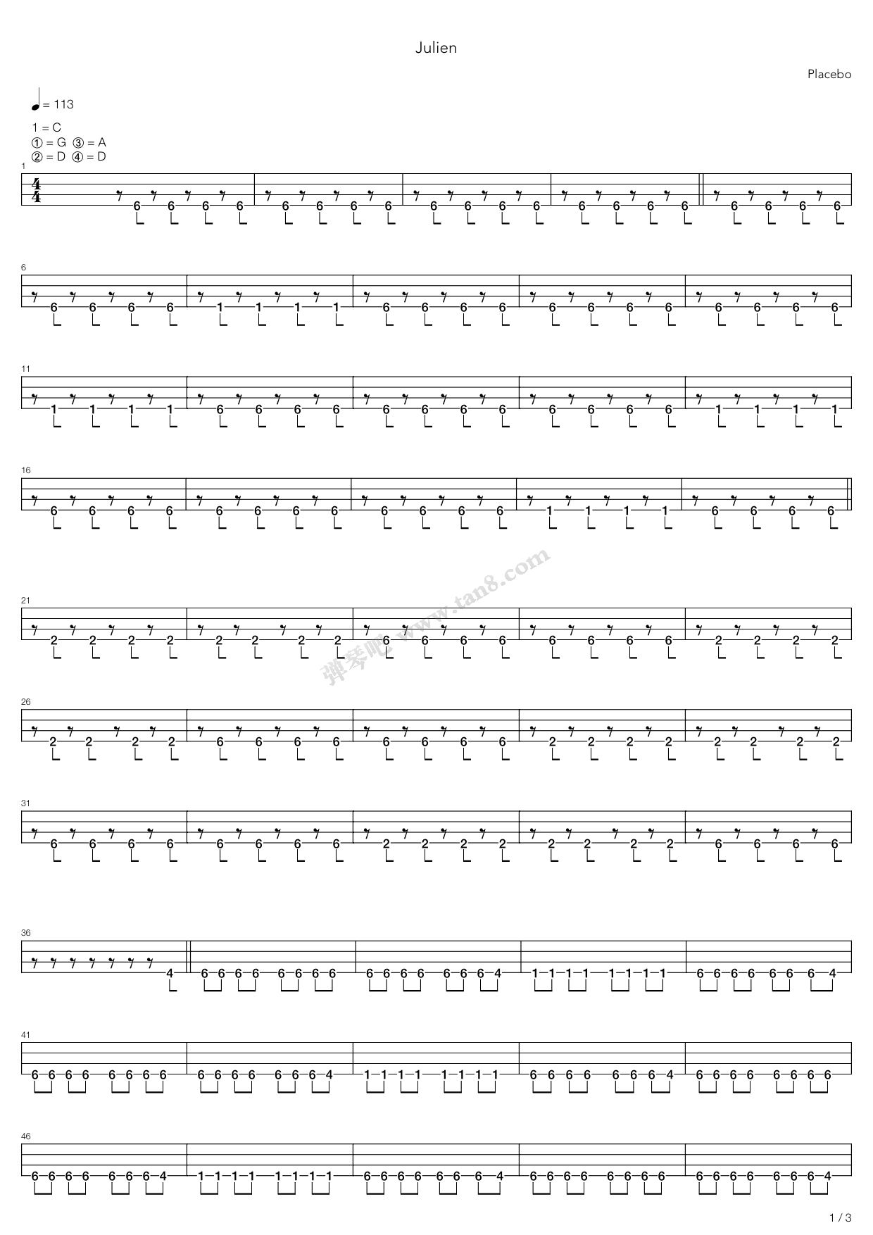 《Julien》吉他谱-C大调音乐网