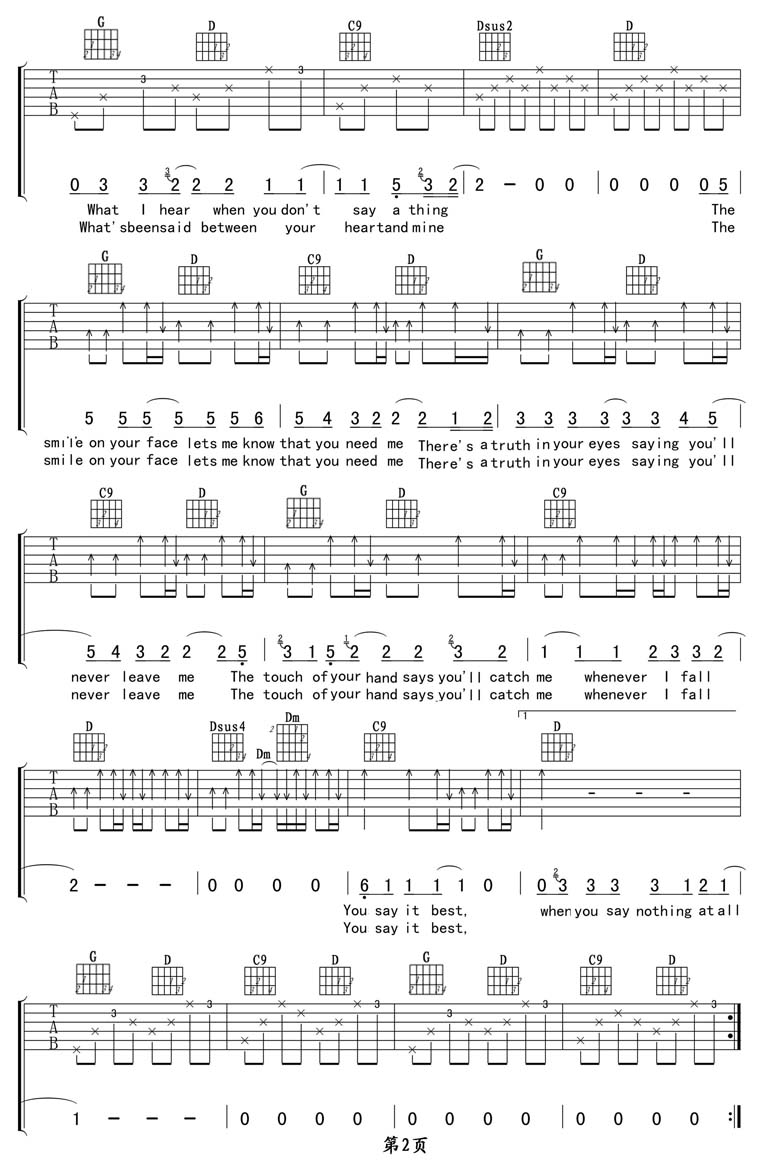 《When You Say Nothing At All-Ronan Keating(吉他谱_六线谱)》吉他谱-C大调音乐网