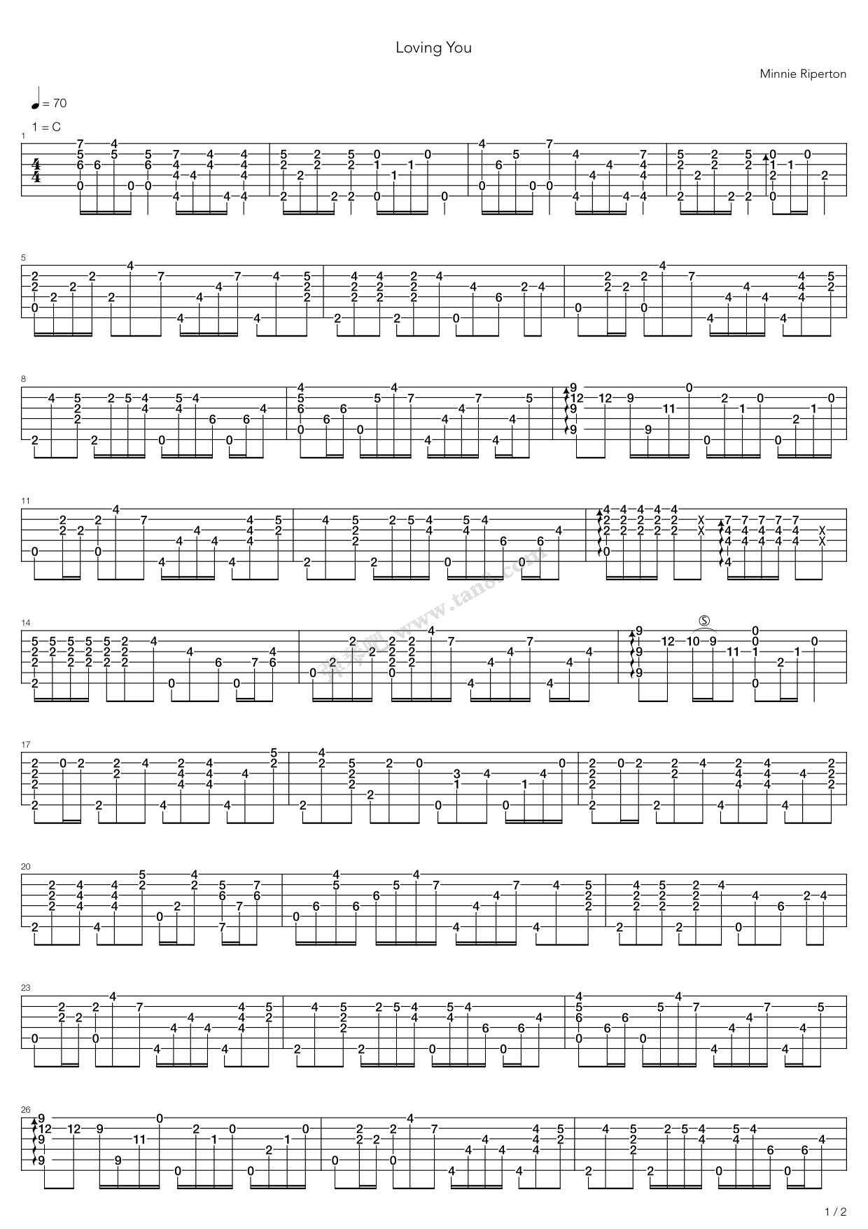 《Lovin' You》吉他谱-C大调音乐网
