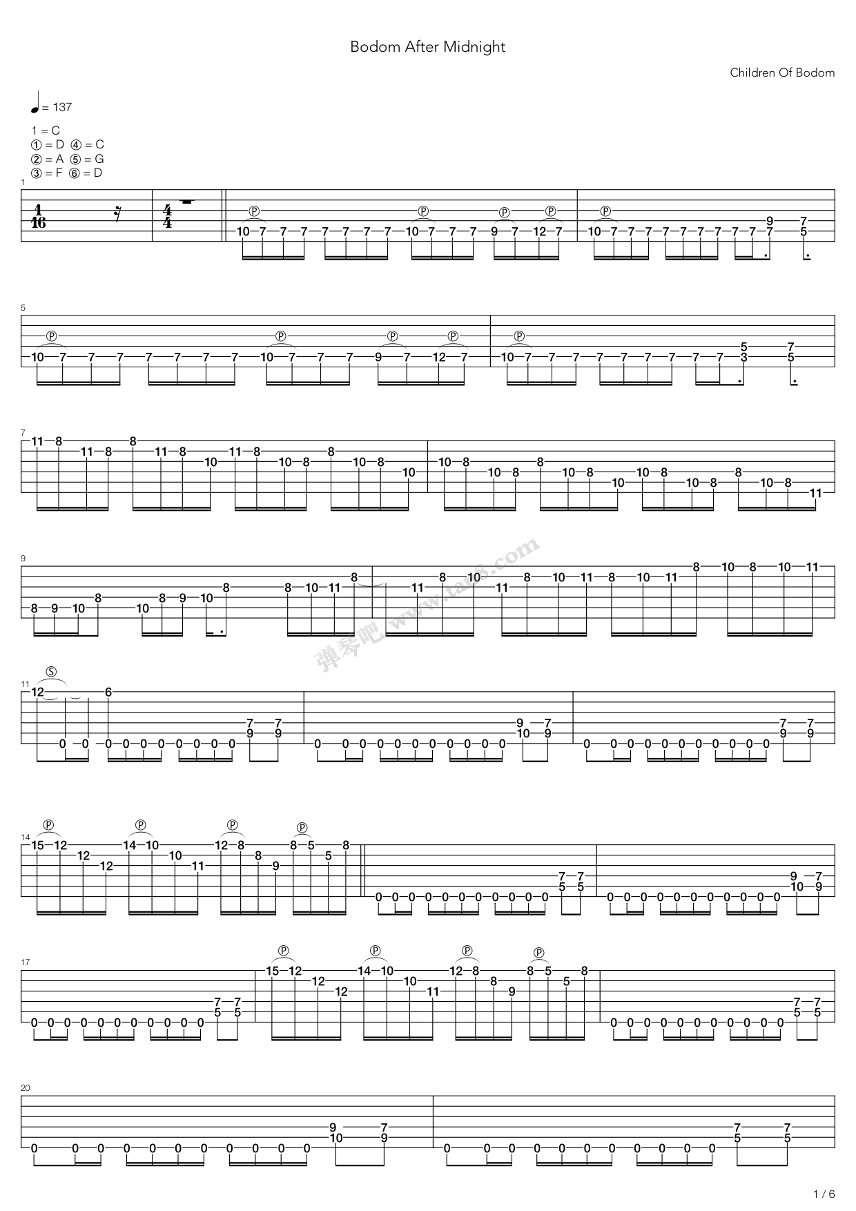 《Bodom After Midnight》吉他谱-C大调音乐网