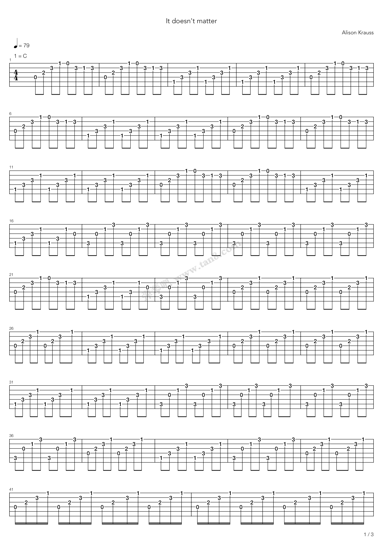 《It doesn't matter》吉他谱-C大调音乐网