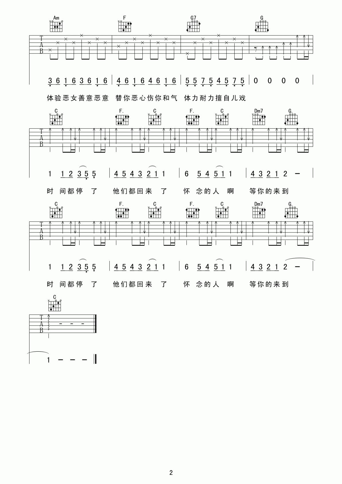 五月天 T1213121吉他谱 C调完美版-C大调音乐网