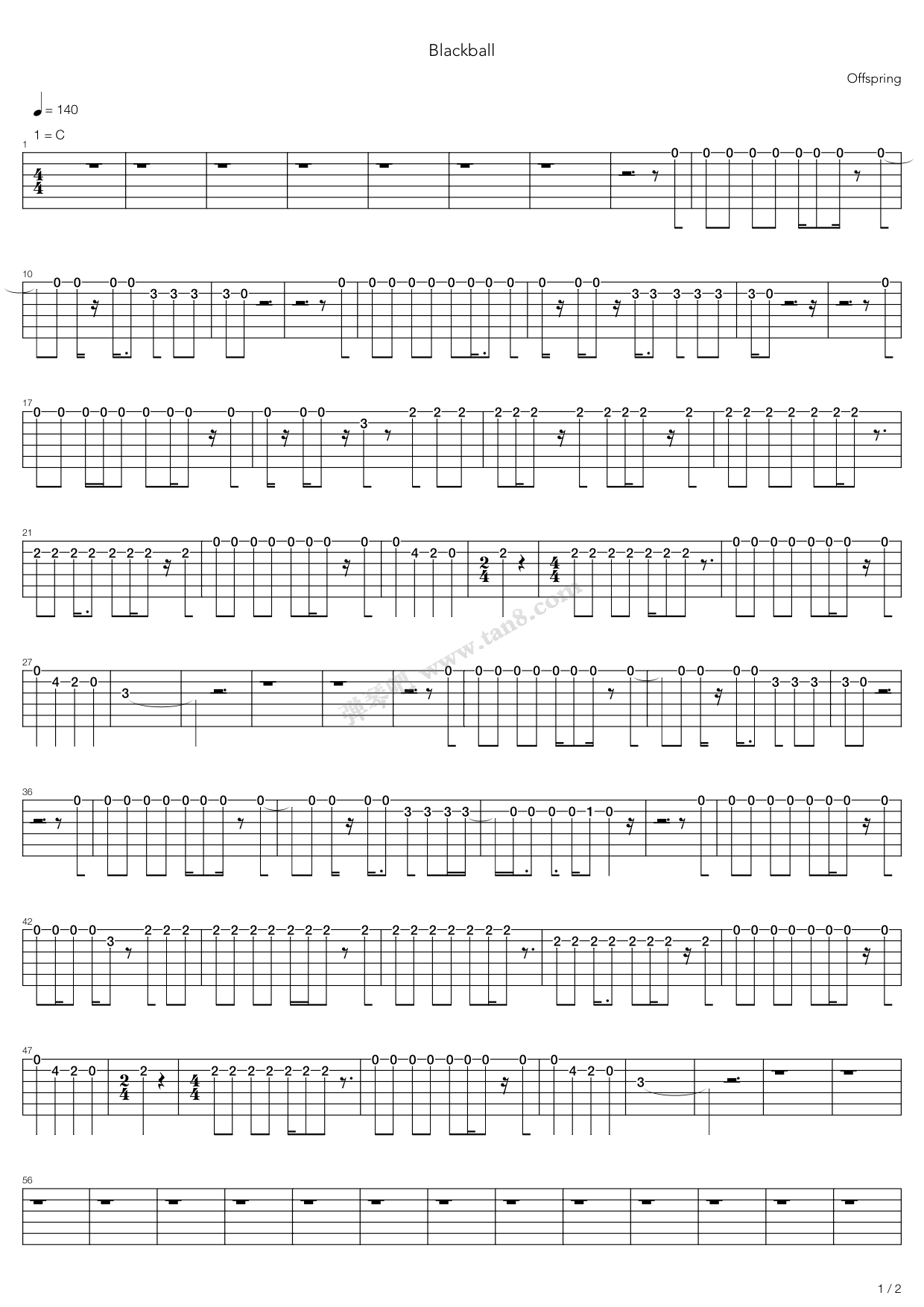 《Blackball》吉他谱-C大调音乐网