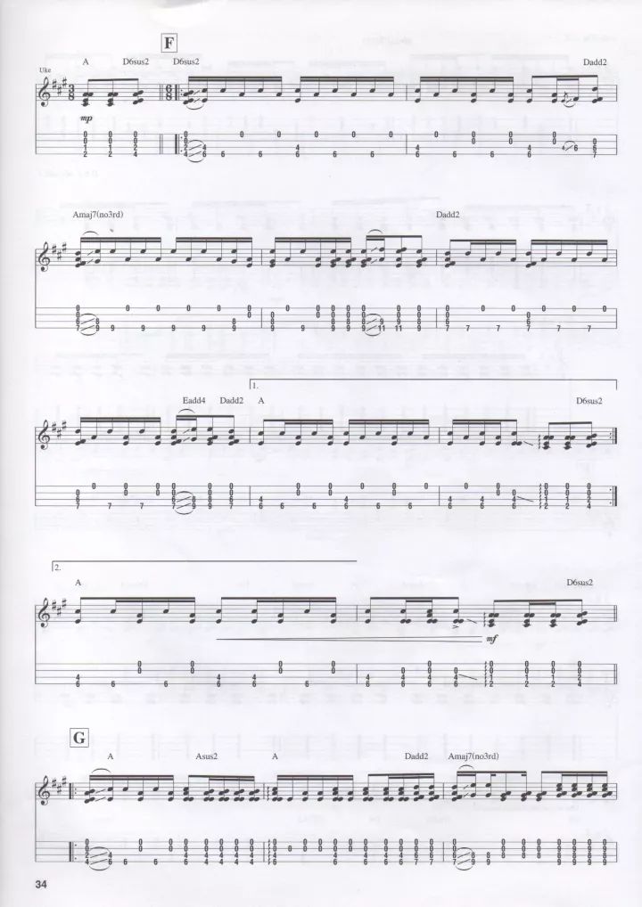 Jake Shimabukuro《143 Kelly’s song》|尤克里里曲谱指弹难点教学 – 胖子哇-C大调音乐网