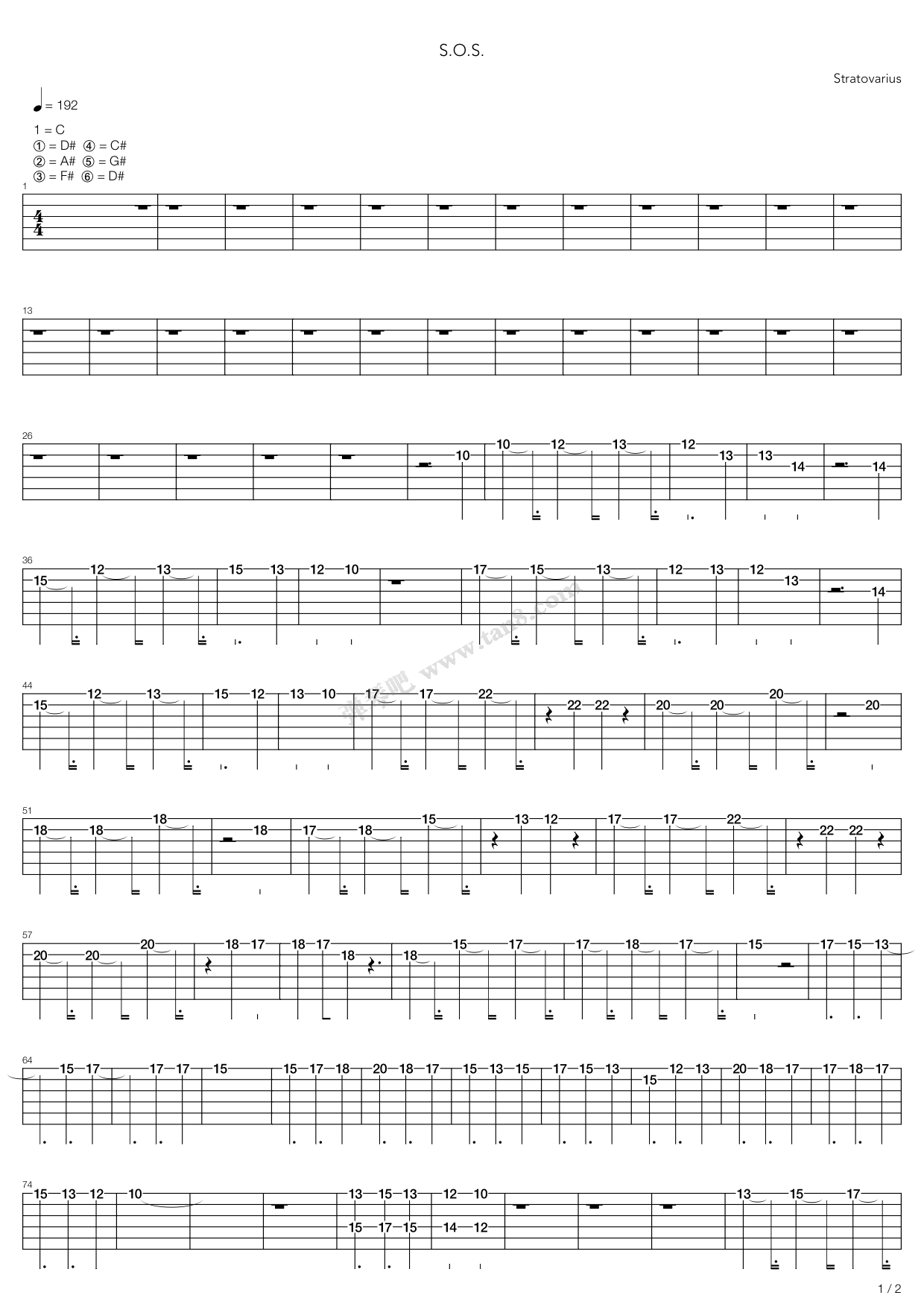 《Sos》吉他谱-C大调音乐网