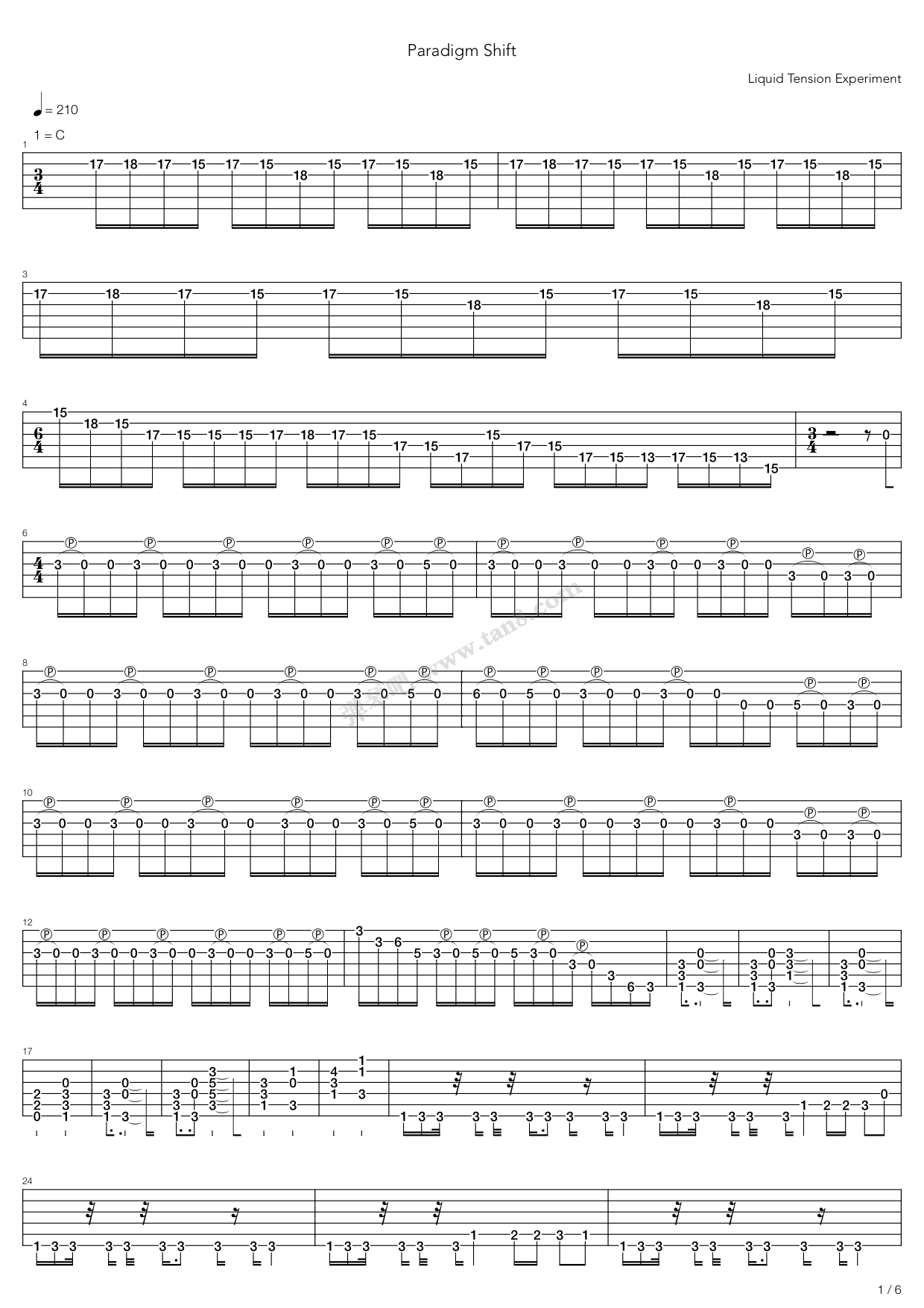 《Liquid Tension Experiment - Paradigm Shift》吉他谱-C大调音乐网