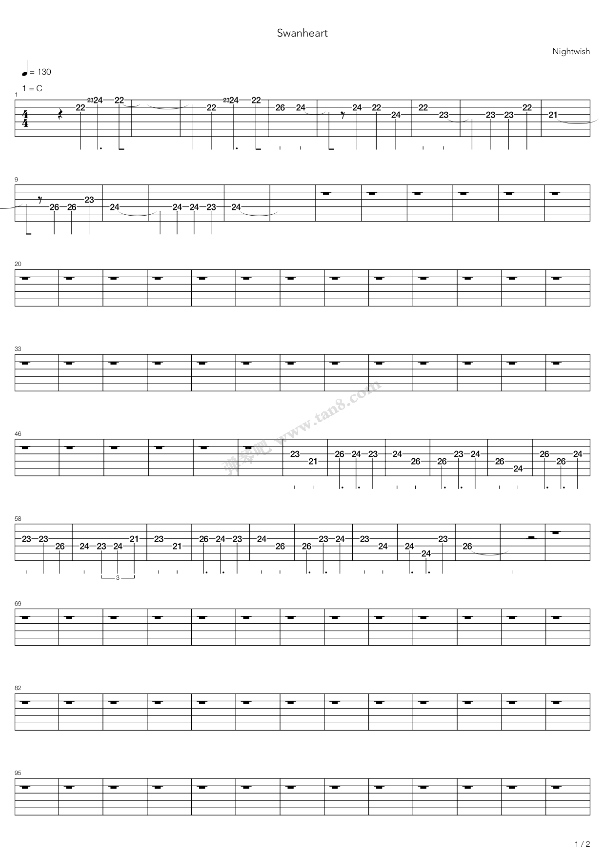 《Swanheart》吉他谱-C大调音乐网