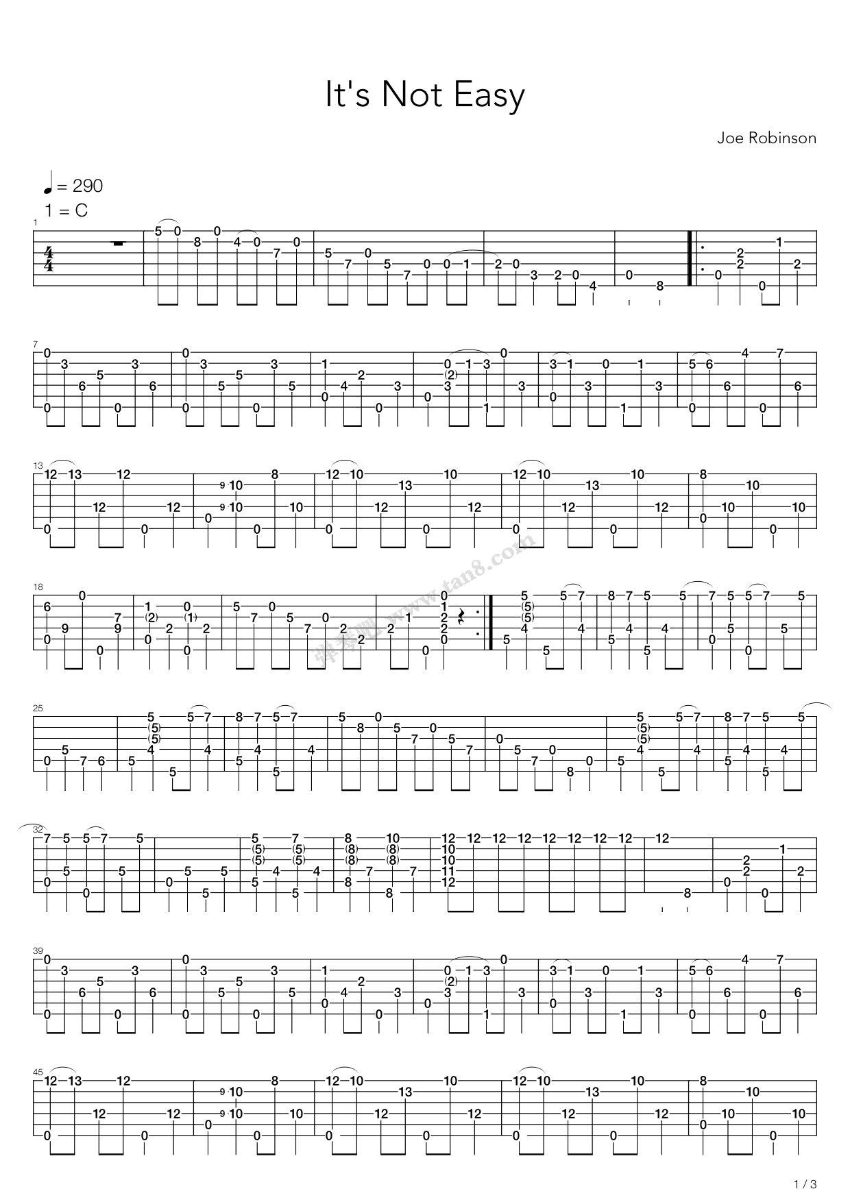 《It's Not Easy》吉他谱-C大调音乐网
