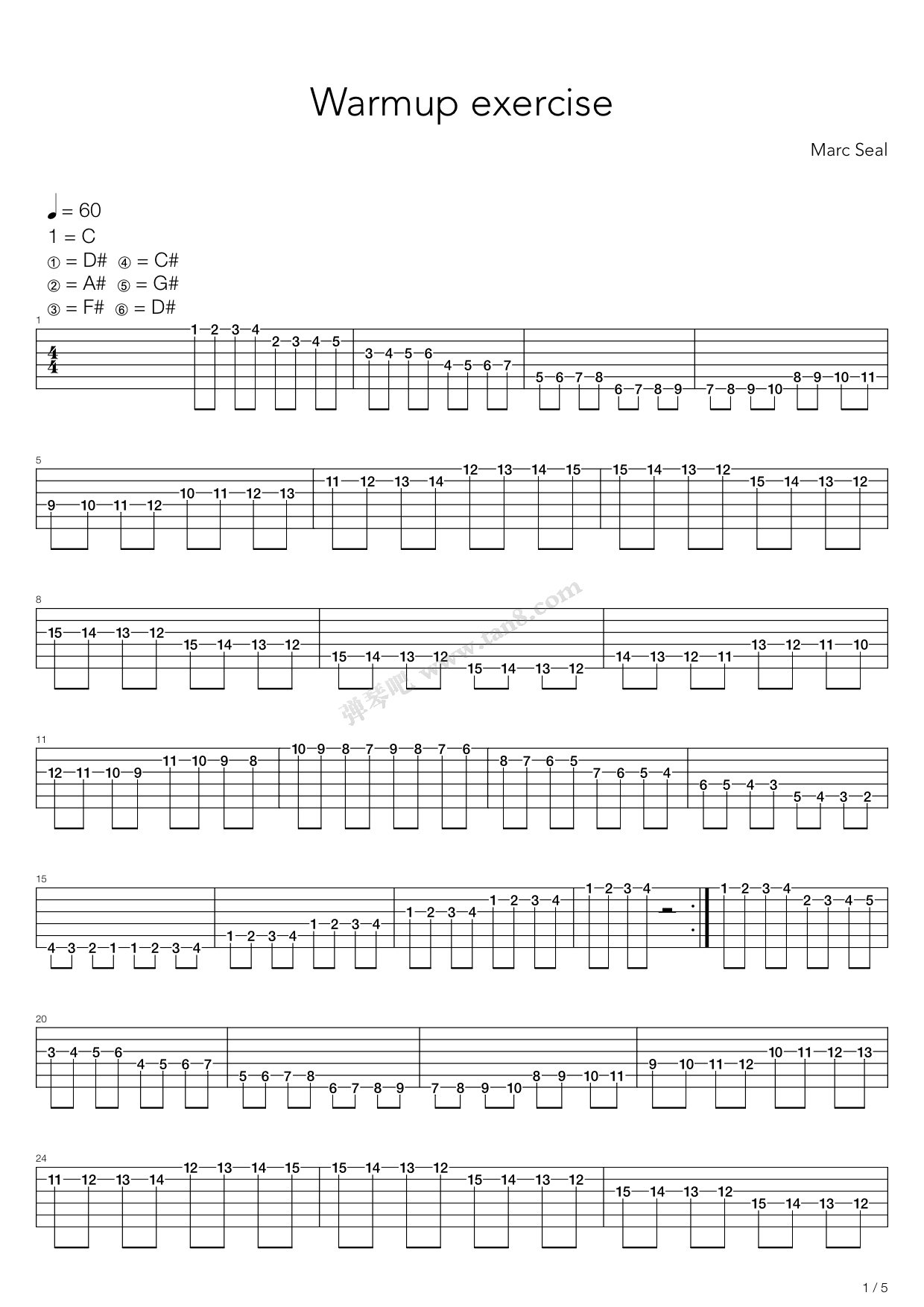 《音阶练习&琶音练习 - Warmup - Marc Seal》吉他谱-C大调音乐网