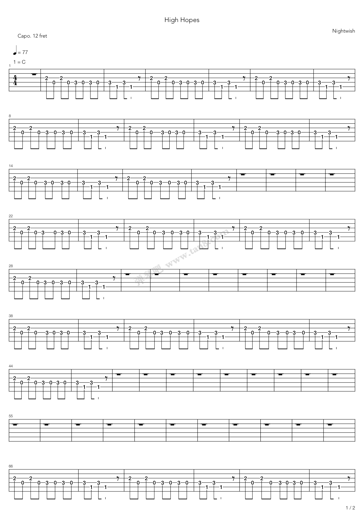《High Hopes》吉他谱-C大调音乐网