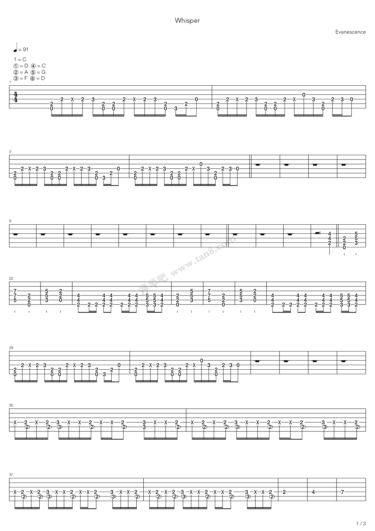 《Whisper》吉他谱-C大调音乐网