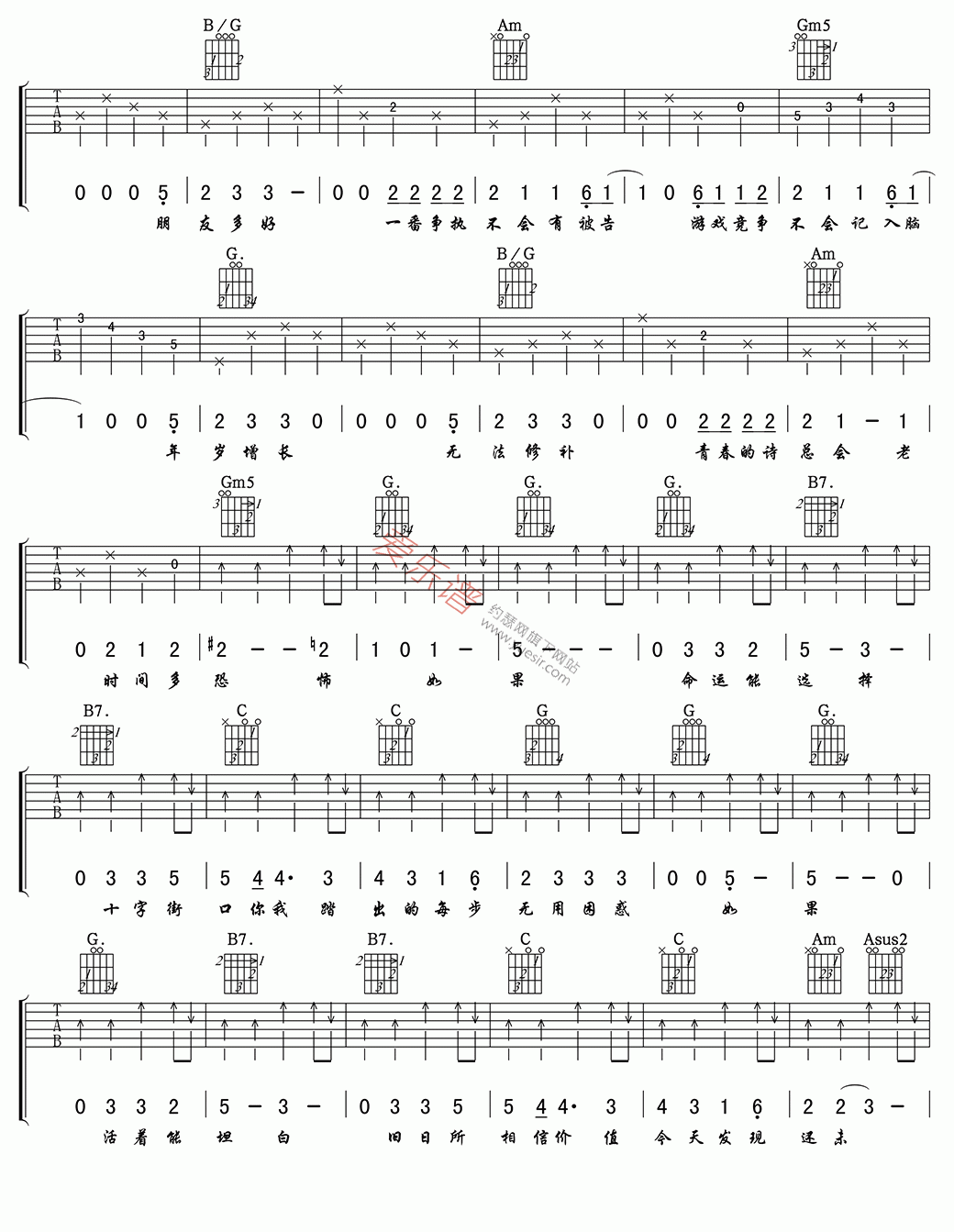 《林保怡、陈豪、黄德斌《年少无知》》吉他谱-C大调音乐网