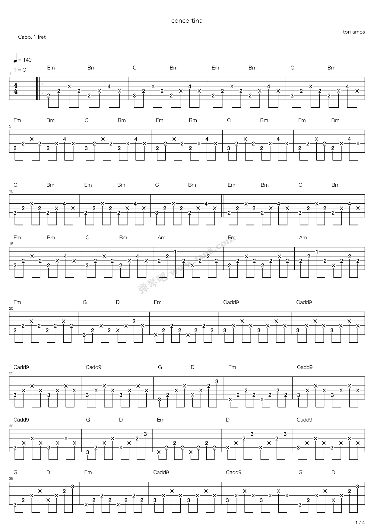 《Concertina》吉他谱-C大调音乐网