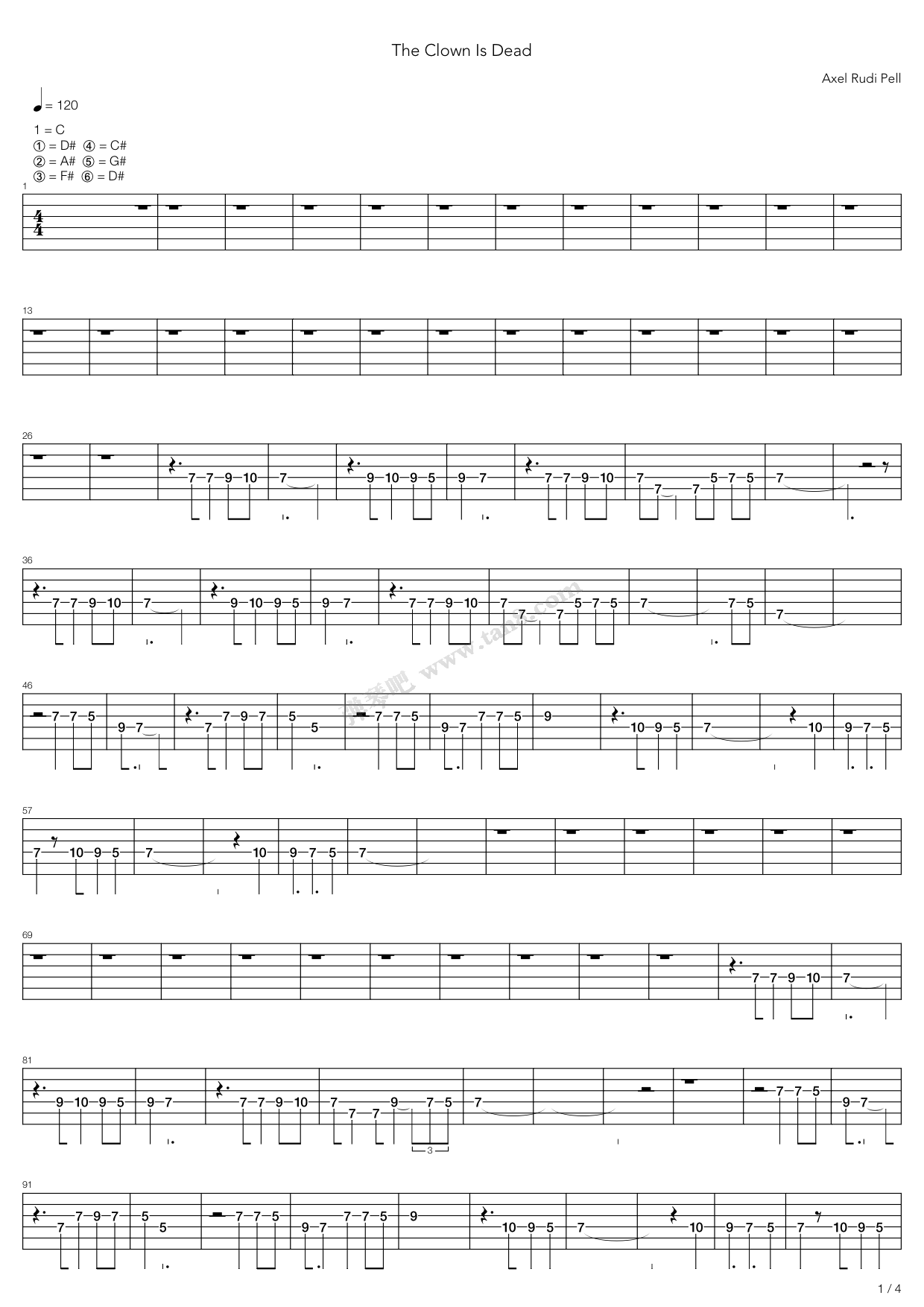 《Clown Is Dead》吉他谱-C大调音乐网