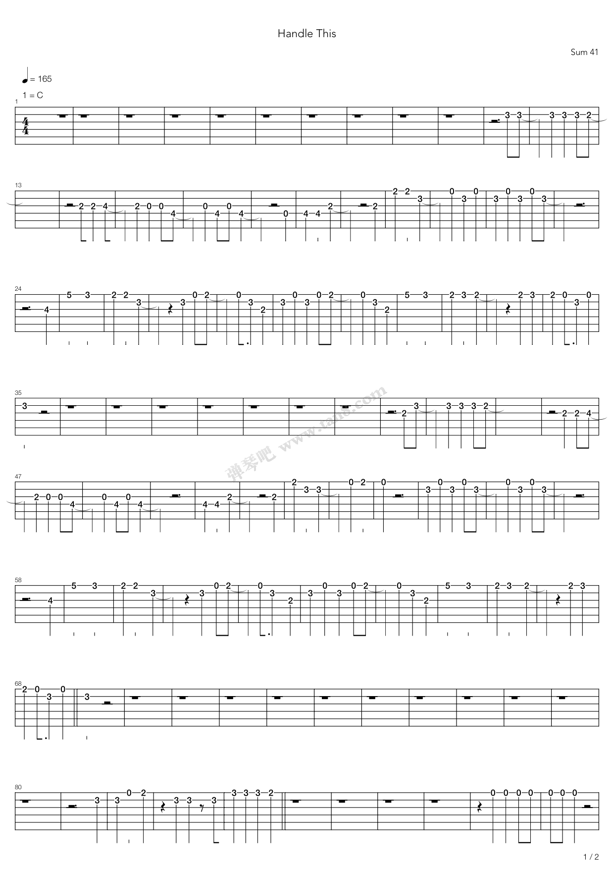 《Handle This》吉他谱-C大调音乐网