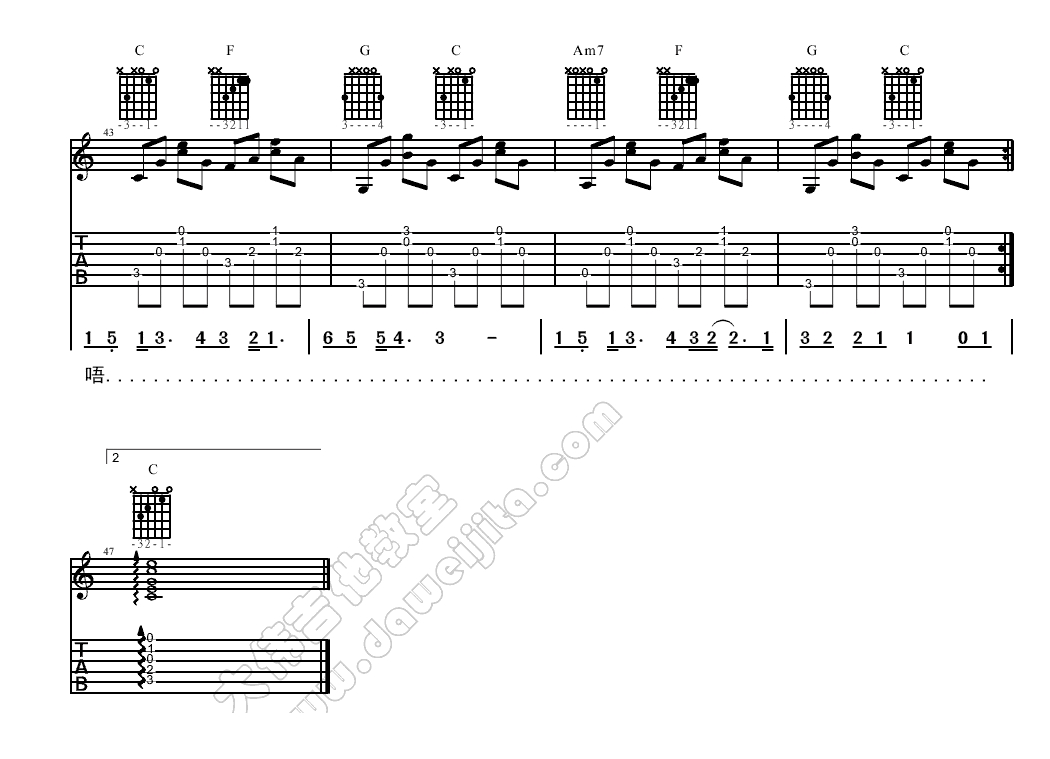 《父亲》吉他谱-C大调音乐网