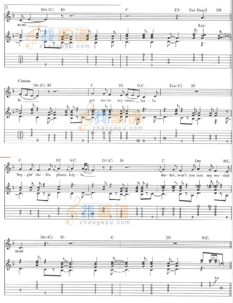 《Layla-Eric Clapton克莱普顿(原版吉他谱)》吉他谱-C大调音乐网