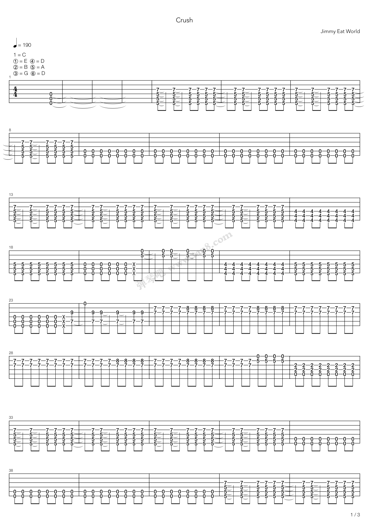 《Crush》吉他谱-C大调音乐网