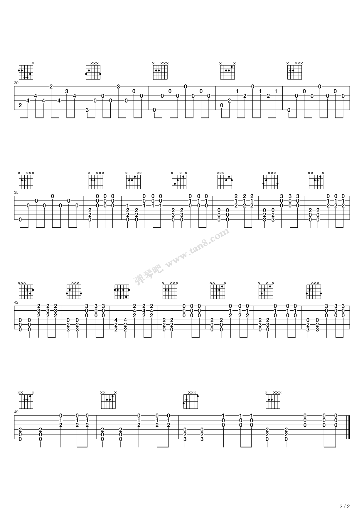 《流浪歌手的情人》吉他谱-C大调音乐网