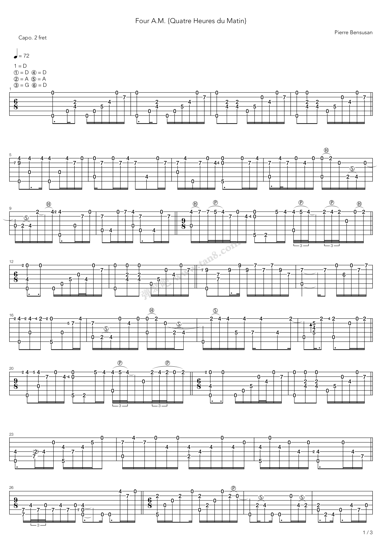 《Four A.M. {Quatre Heures du Matin}》吉他谱-C大调音乐网