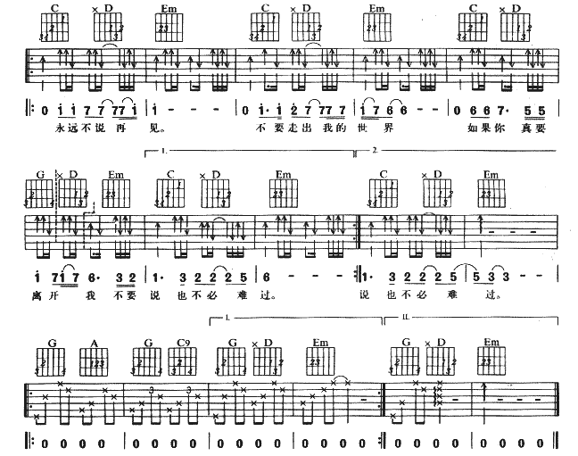 《Dont Say Goodbye Forever 永远不说再见吉他谱》吉他谱-C大调音乐网