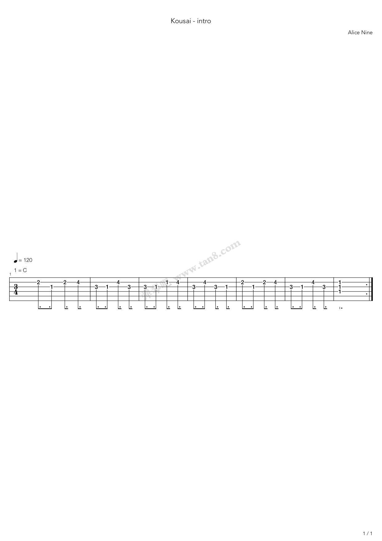 《Kousai Intro》吉他谱-C大调音乐网