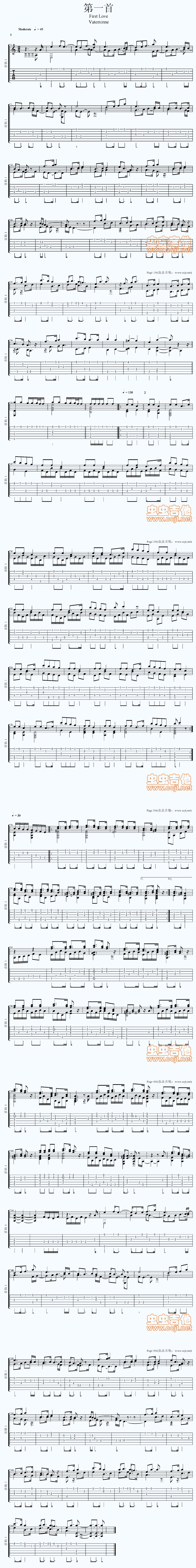 《The First Love吉他谱--久石让》吉他谱-C大调音乐网