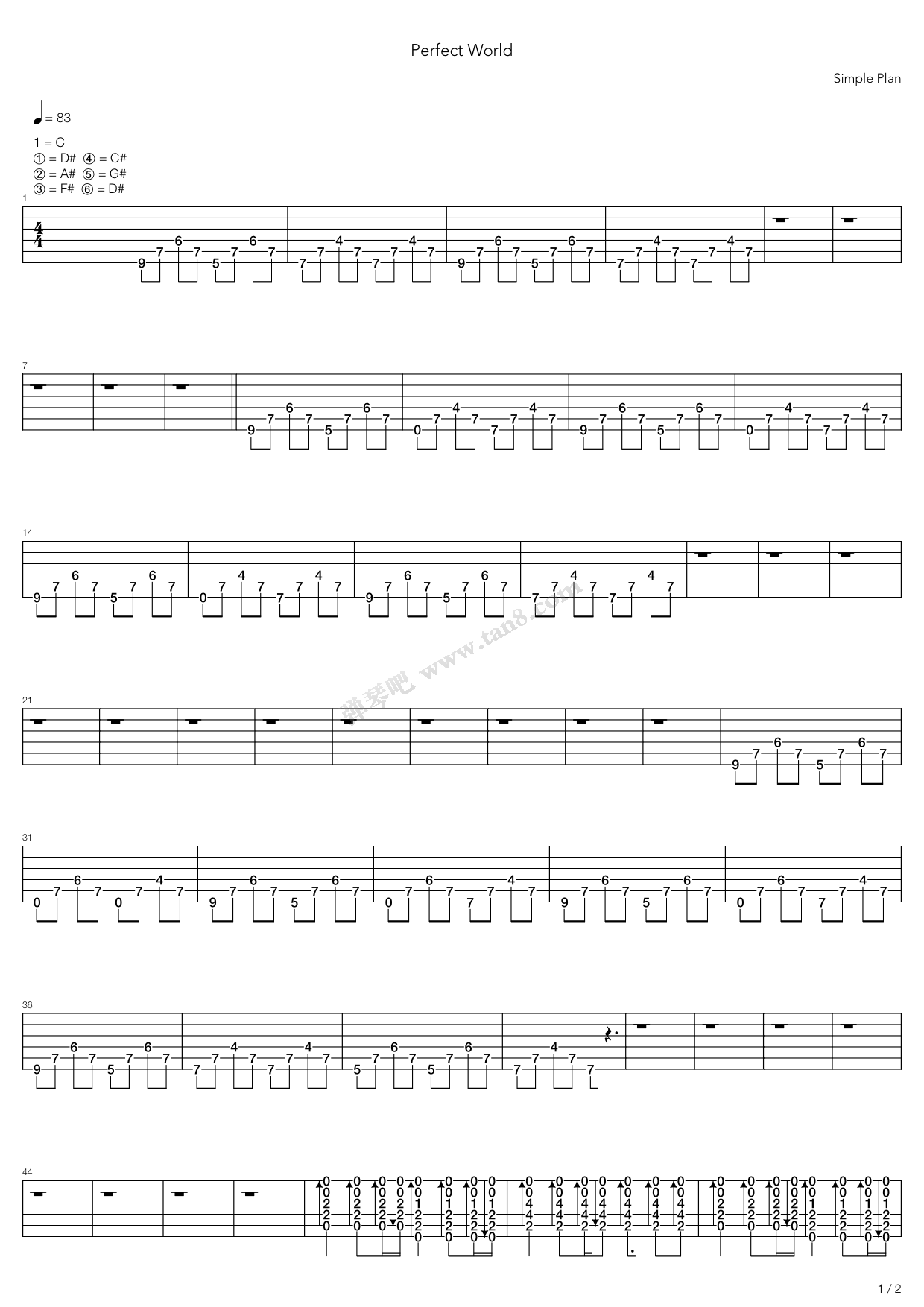 《Perfect World》吉他谱-C大调音乐网