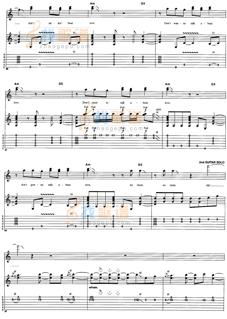 《Aint_Talkin bout_Love吉他谱》吉他谱-C大调音乐网