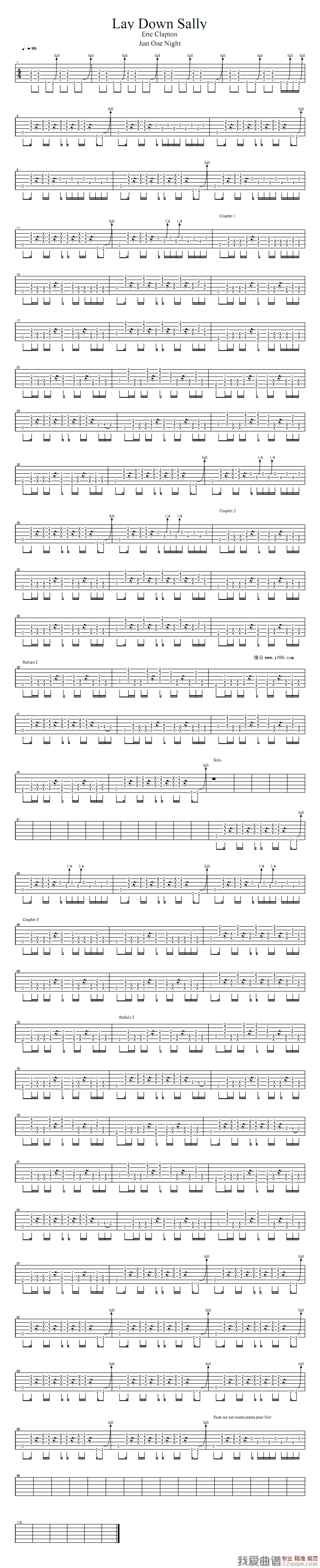 《Eric/Clapton《Lay down Sally》吉他谱/六线谱》吉他谱-C大调音乐网