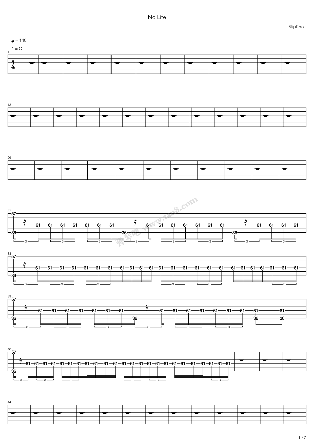 《No Life》吉他谱-C大调音乐网