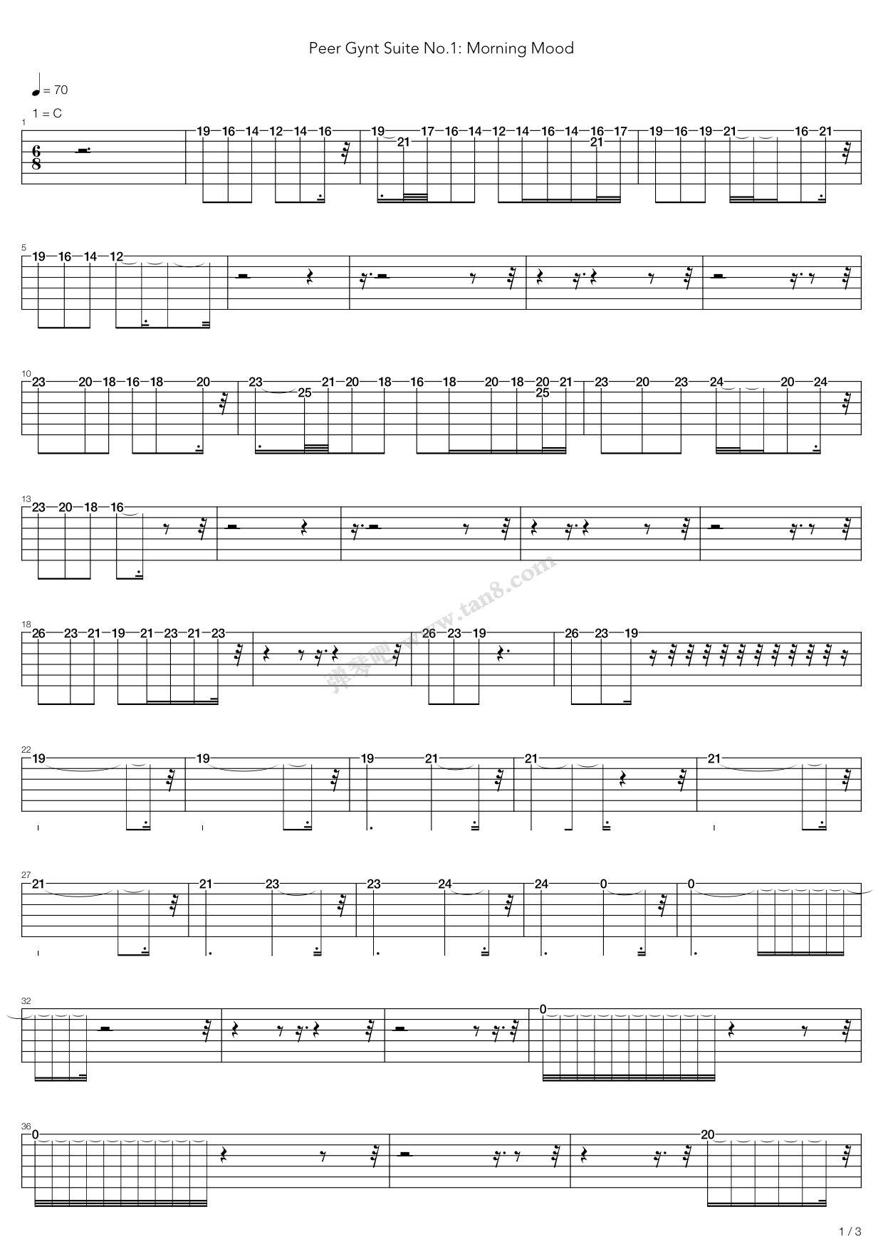 《佩尔金特曲组 - Morning Mood》吉他谱-C大调音乐网