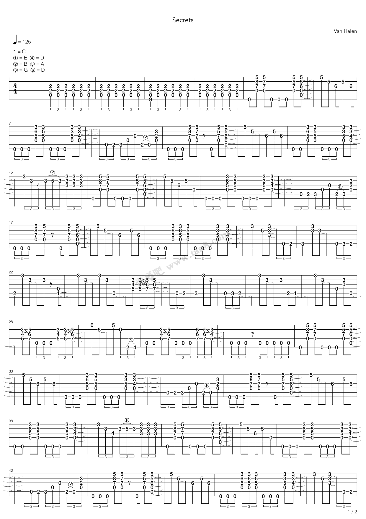 《Secrets》吉他谱-C大调音乐网