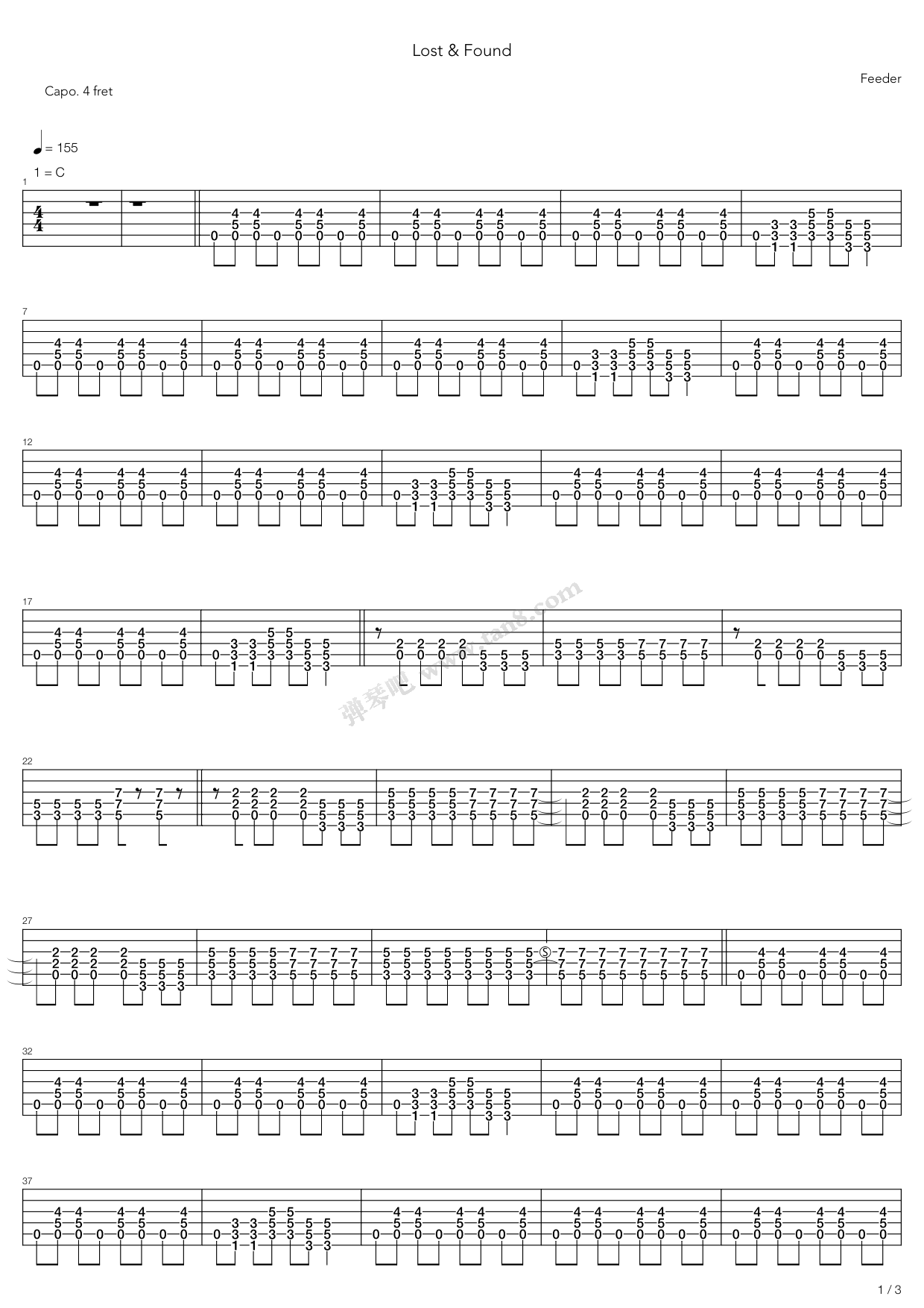 《Lost And Found》吉他谱-C大调音乐网
