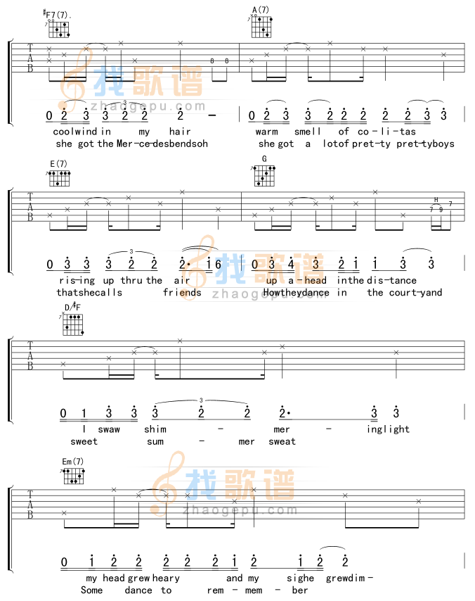 《Hotel California 加州旅馆吉他谱》吉他谱-C大调音乐网