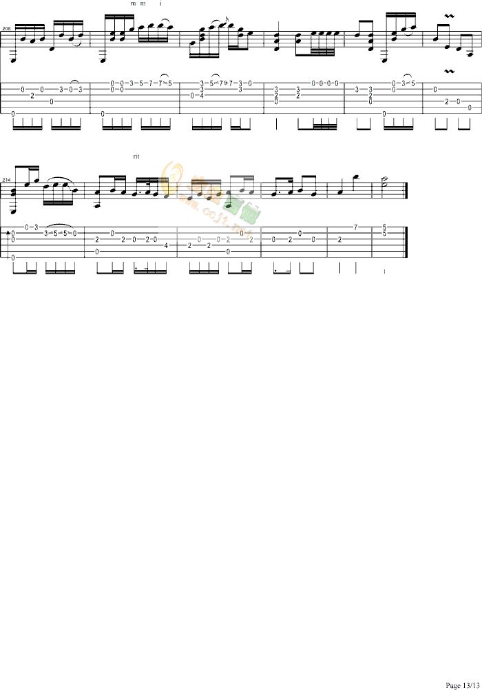 《春江花月夜-浔阳夜月(修改)版》吉他谱-C大调音乐网