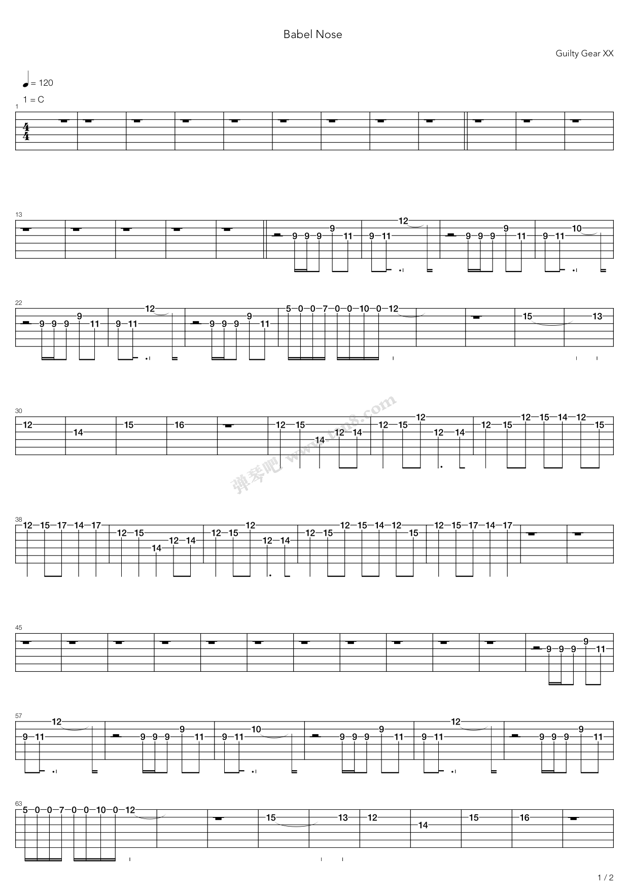 《Babel Nose》吉他谱-C大调音乐网