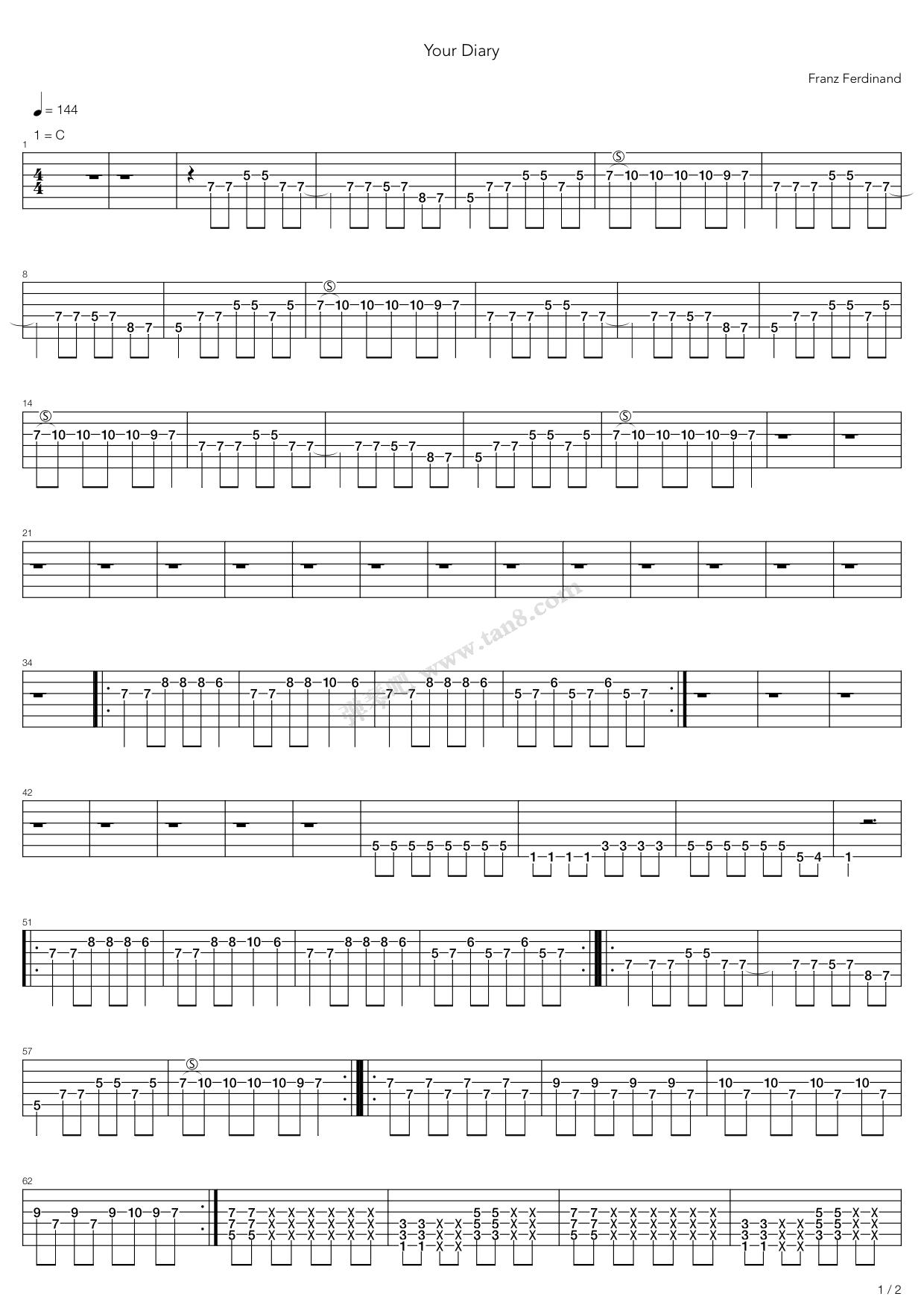 《Your Diary》吉他谱-C大调音乐网