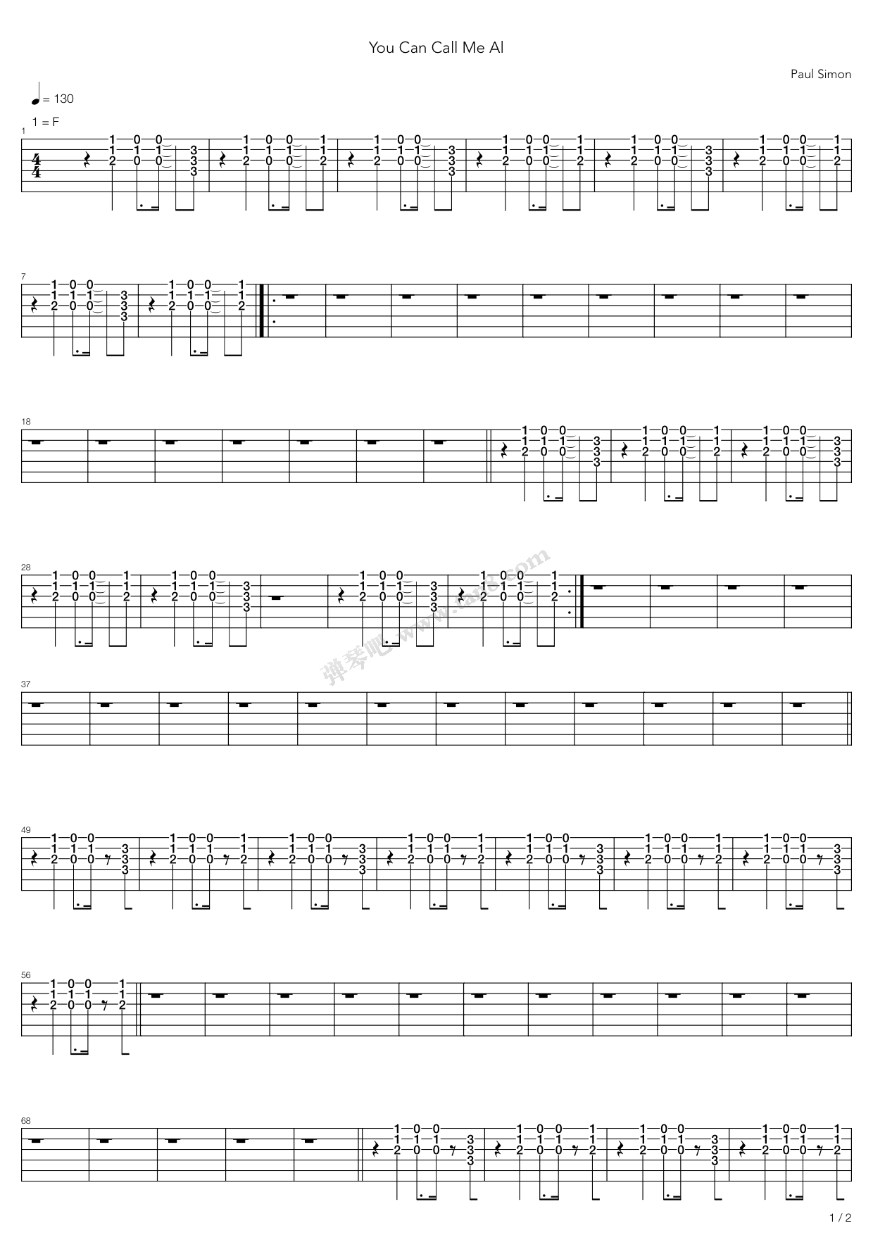 《You Can Call Me Al》吉他谱-C大调音乐网