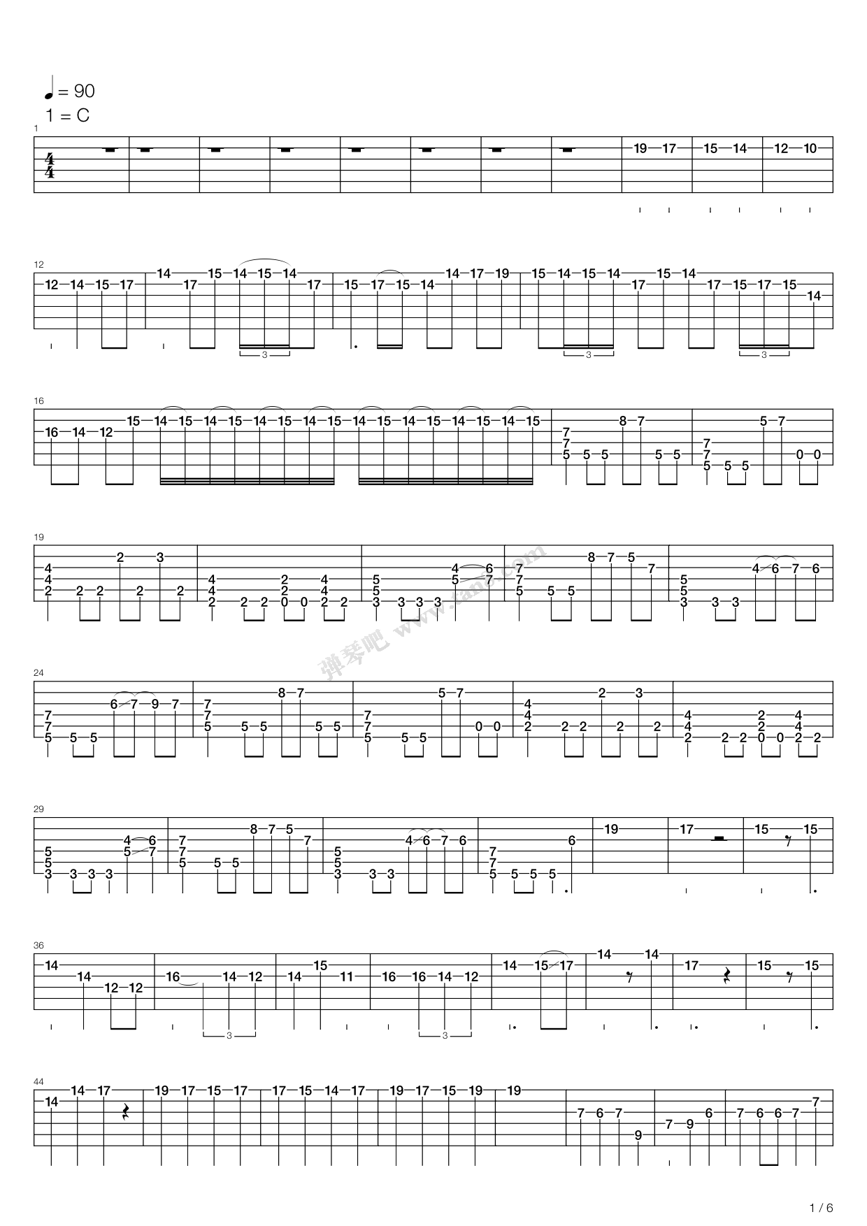 《卡农 摇滚版（Canon Rock）》吉他谱-C大调音乐网